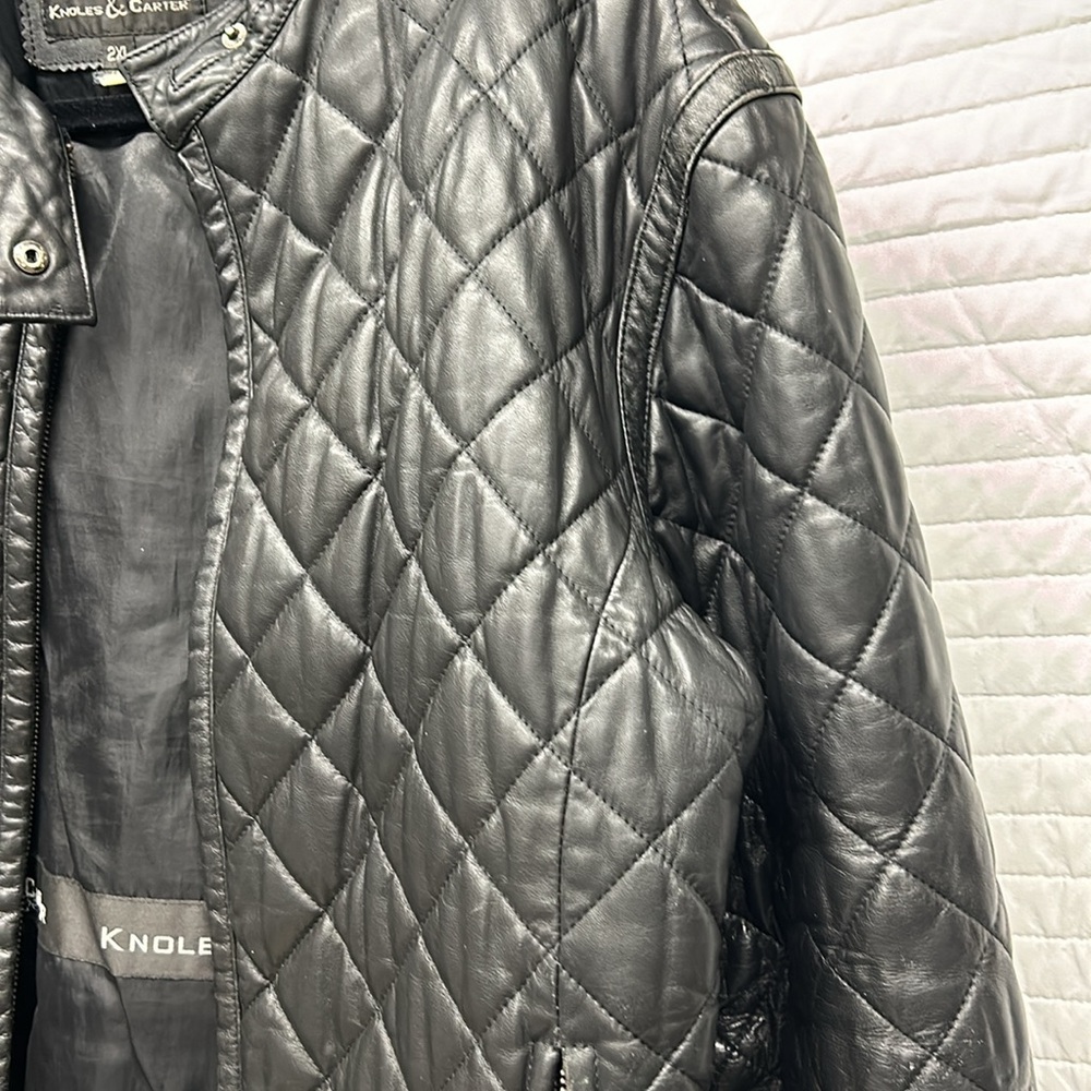 Vtg :Knowles & Carter Quilted Leather Jacket View 2